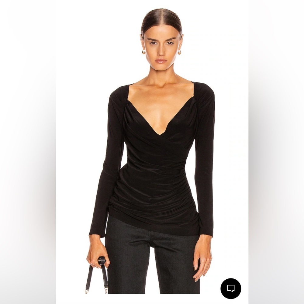 NWOT - NORMA KAMALI - Long Sleeve Sweetheart Side Drape Top